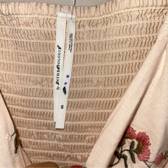 Anthropologie embroidered long sleeve mini floral peasant baby doll dress XS‎ - Picture 12 of 15